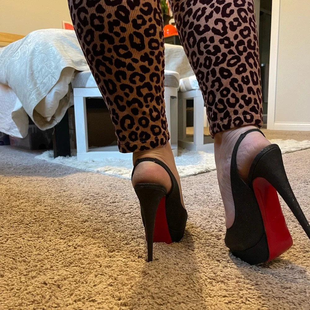 Christian Louboutin kate Lady peep toe GLITZY heel sz 8.5 39 - Picture 11 of 12